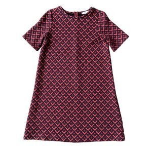 LOFT Short Sleeve Maternity Shift Navy Blue Red Blue Geometric